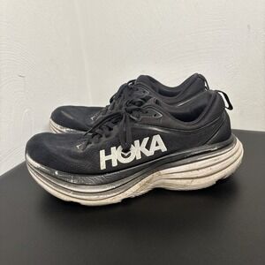 Hoka One One Men's Bondi 8 Black Athletic Sneakers Shoes Size 9 1123202 BWHT
